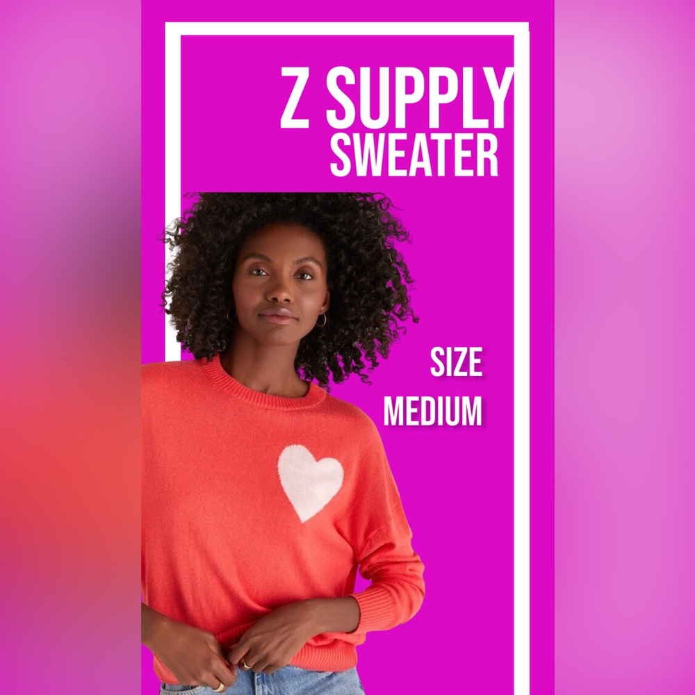 Z Supply Heart You Crew Neck Sweater | Sz Medium | EUC